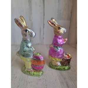 Foil Easter bunny girl boy egg rabbit Easter home decor set figure